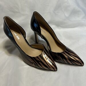 Gianni Bini Devann Ombray D'orsay Patent Leather Zebra Pumps Women's Size 8.5